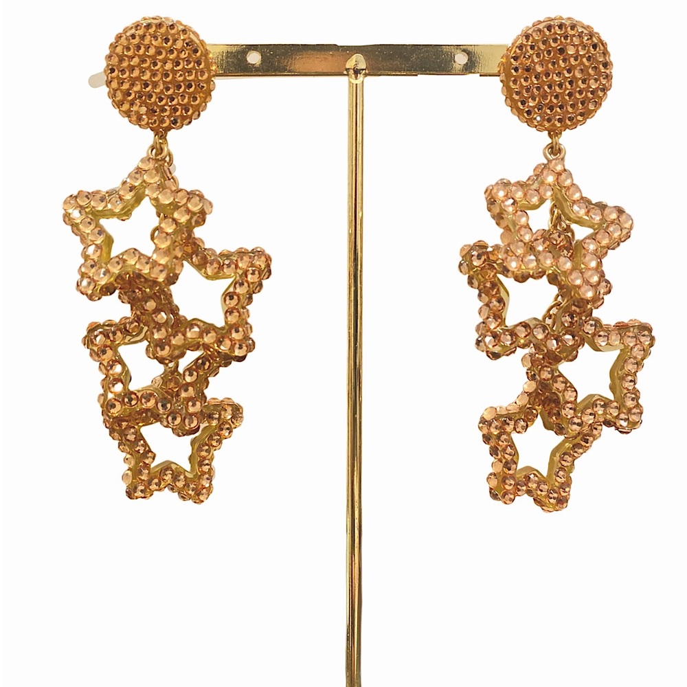 J Crew Rhinestone Stars Drop Earrings